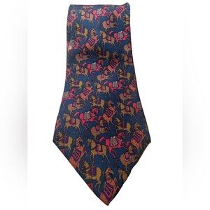 SALVATORE FERRAGAMO TIE BLUE/HORSE PRINT